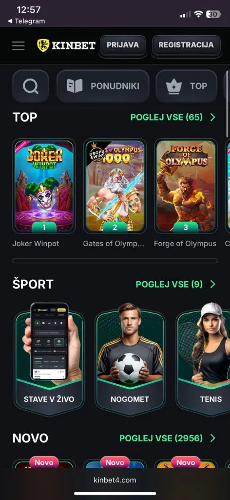 Kinbet mobilni pogled 4